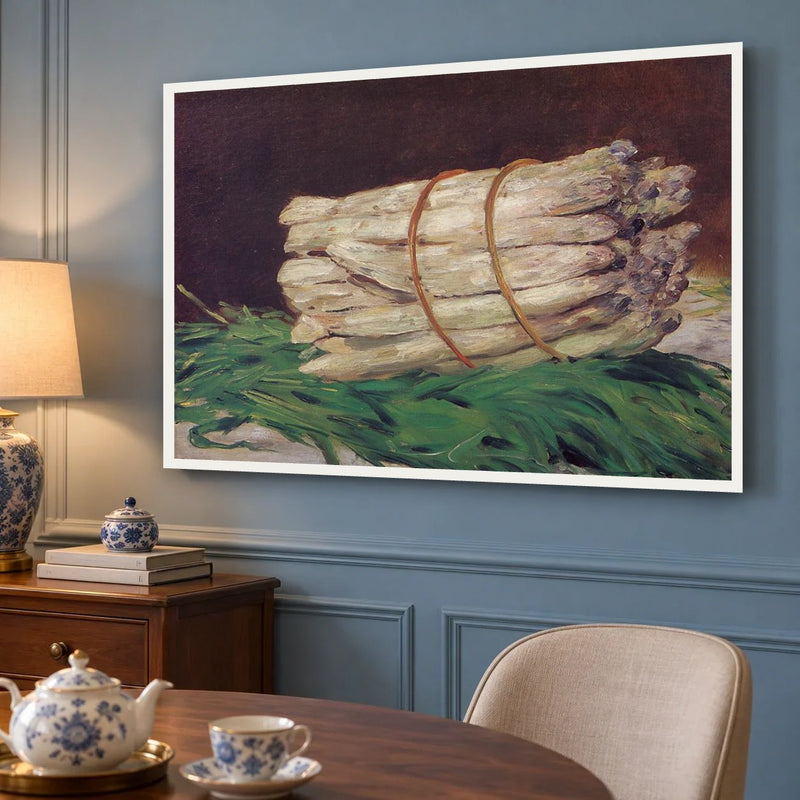 A Bunch of Asparagus after Manet, hand-painted, in a breakfast nook