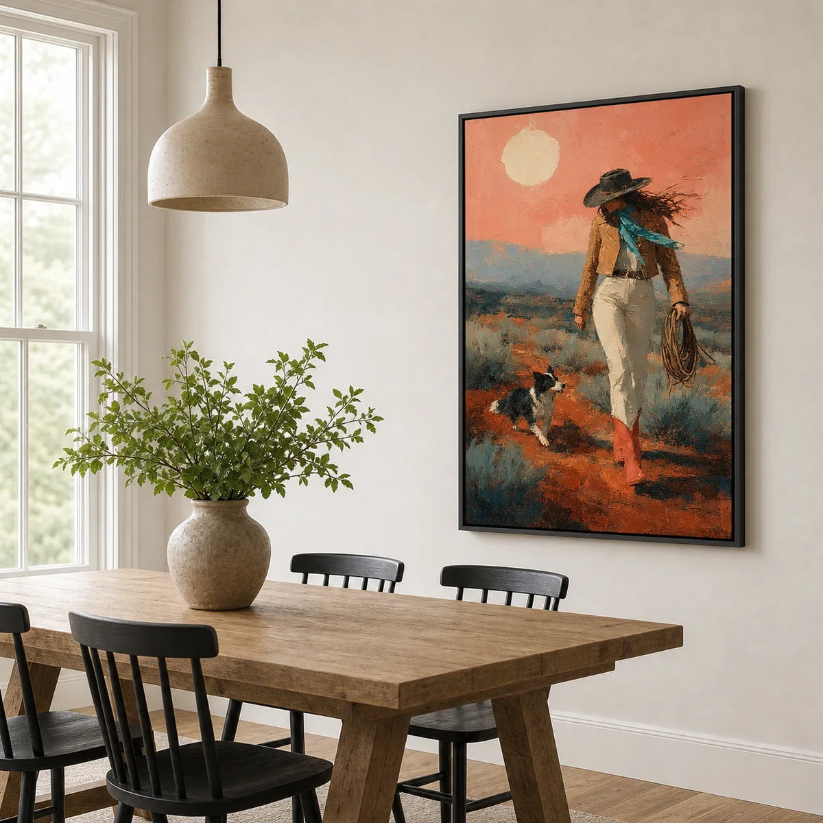 At Her Feet | Hand-Painted Cowgirl and Dog Oil Painting