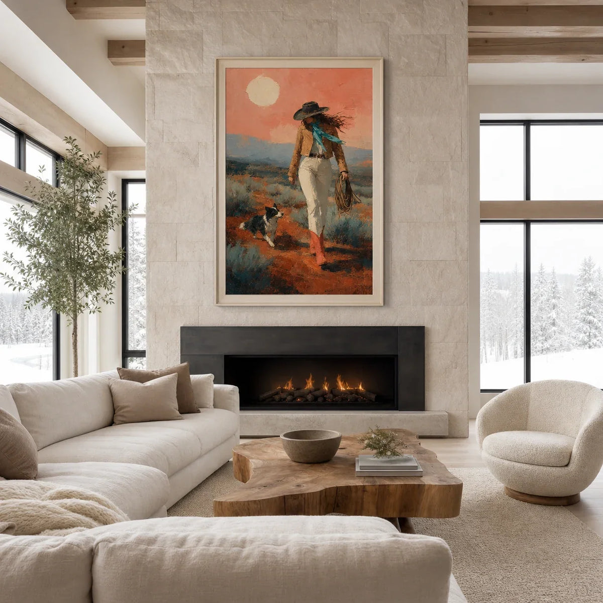 At Her Feet | Hand-Painted Cowgirl and Dog Oil Painting