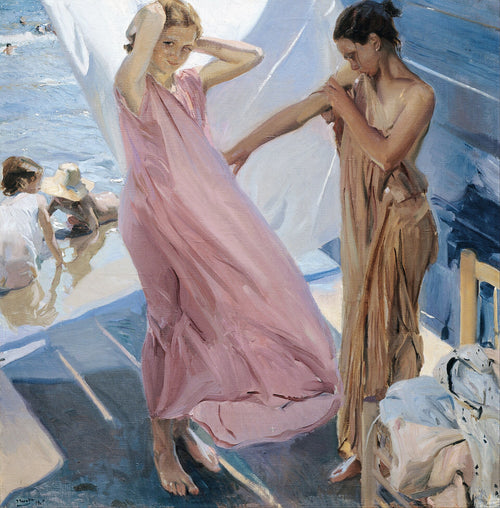 After Bathing, Valencia (1909) by Joaquín Sorolla — hand-painted oil reproduction