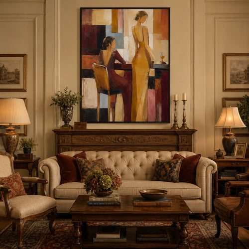 Bar Duet | Hand-Painted Figurative Oil Painting