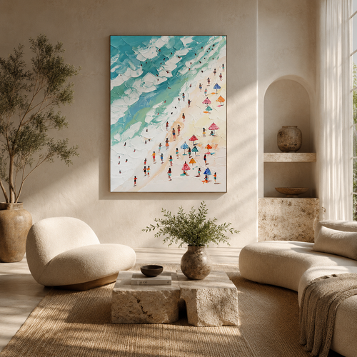 Beachside Joy | Hand-Painted Coastal Oil Painting