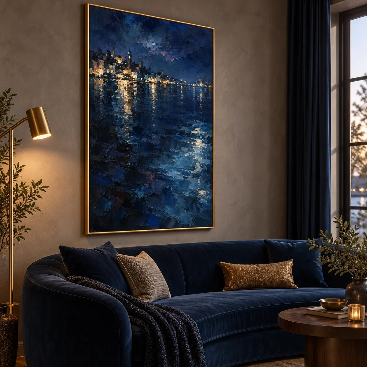 Across the Night | Hand-Painted Cityscape Oil Painting