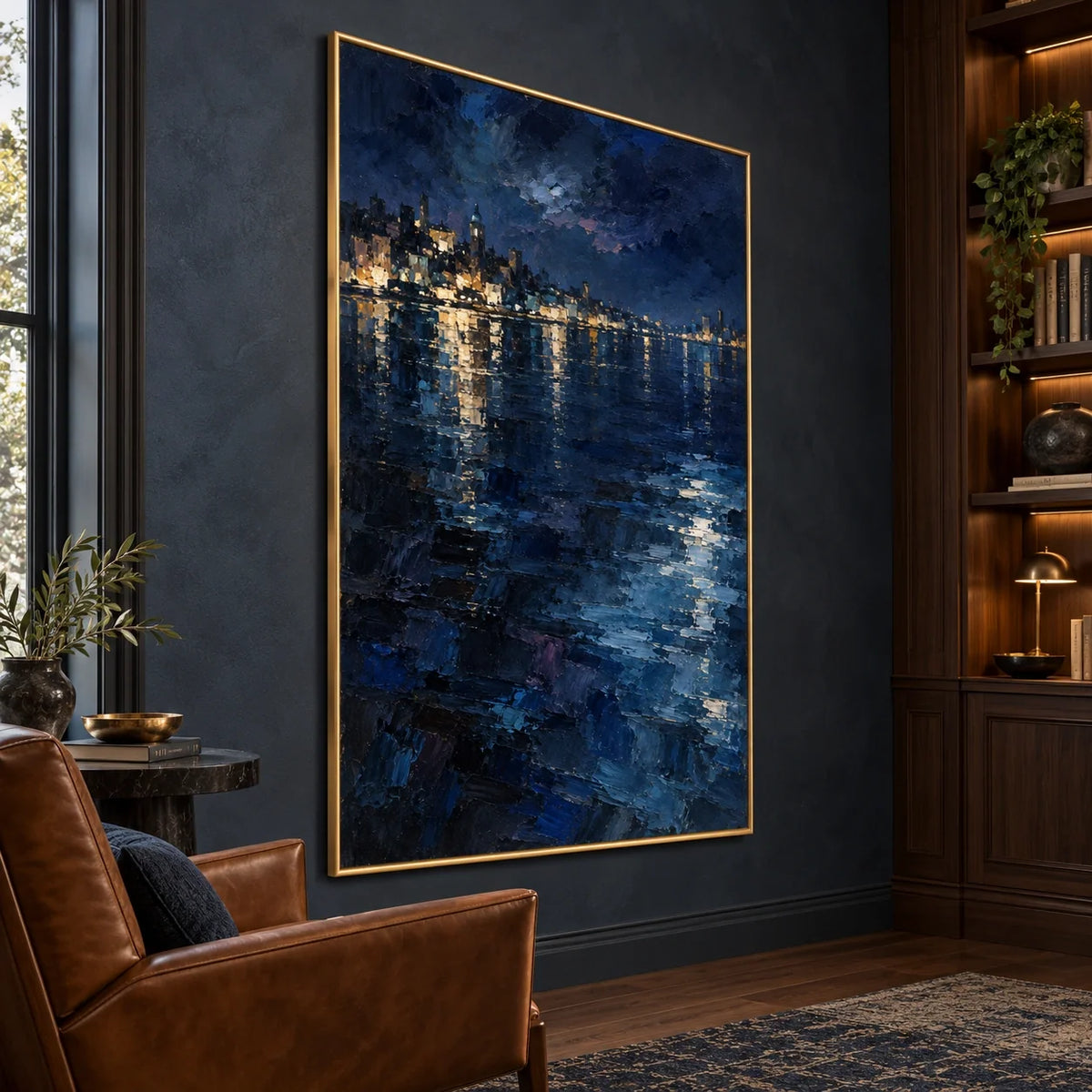 Across the Night | Hand-Painted Cityscape Oil Painting