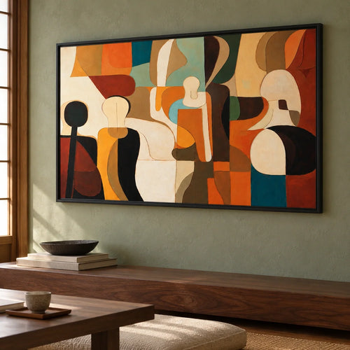 Afternoon Ensemble | Hand-Painted Geometric Figure Ensemble Oil Painting
