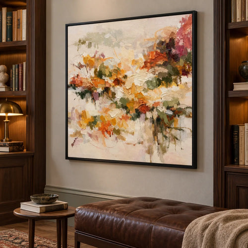Autumn Whispers | Hand-Painted Autumn Floral Abstract Oil Painting
