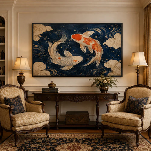 Celestial Koi | Hand-Painted Koi Oil Painting
