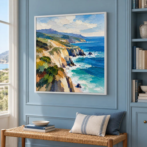 Chalkshore | Hand-Painted Rocky Coastal Cliffs Oil Painting