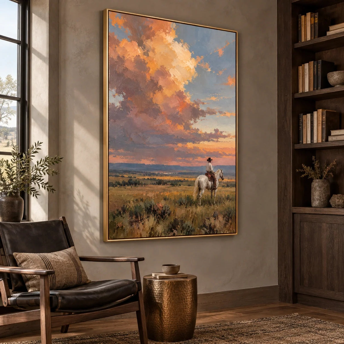 Amber Passage | Hand-Painted Western Rider Oil Painting