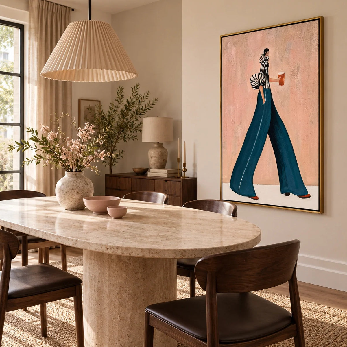 Amber Stroll | Hand-Painted Woman with a Drink Oil Painting