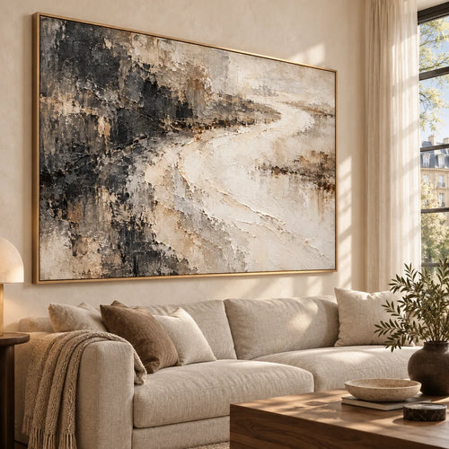 Between Dark Banks | Hand-Painted Abstract Oil Painting