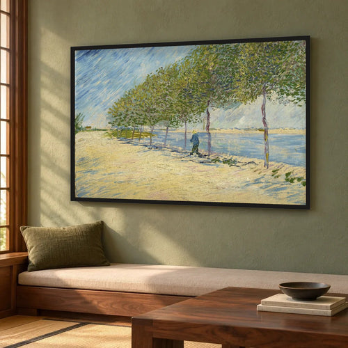 Along the Seine — hand-painted oil painting in a living room