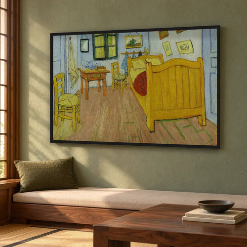 Bedroom in Arles — hand-painted oil painting in a living room