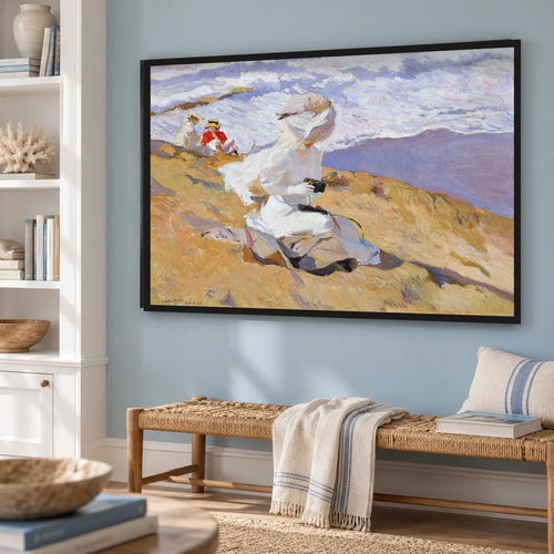 Capturing the Moment — hand-painted oil painting in a coastal living room
