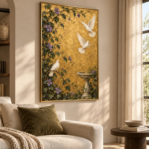 Arbor of Gold | Hand-Painted Bird Oil Painting