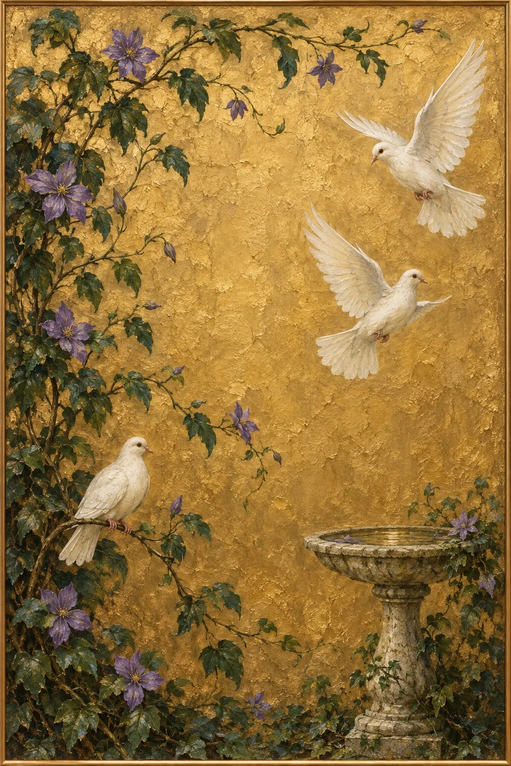 Arbor of Gold | Hand-Painted Bird Oil Painting