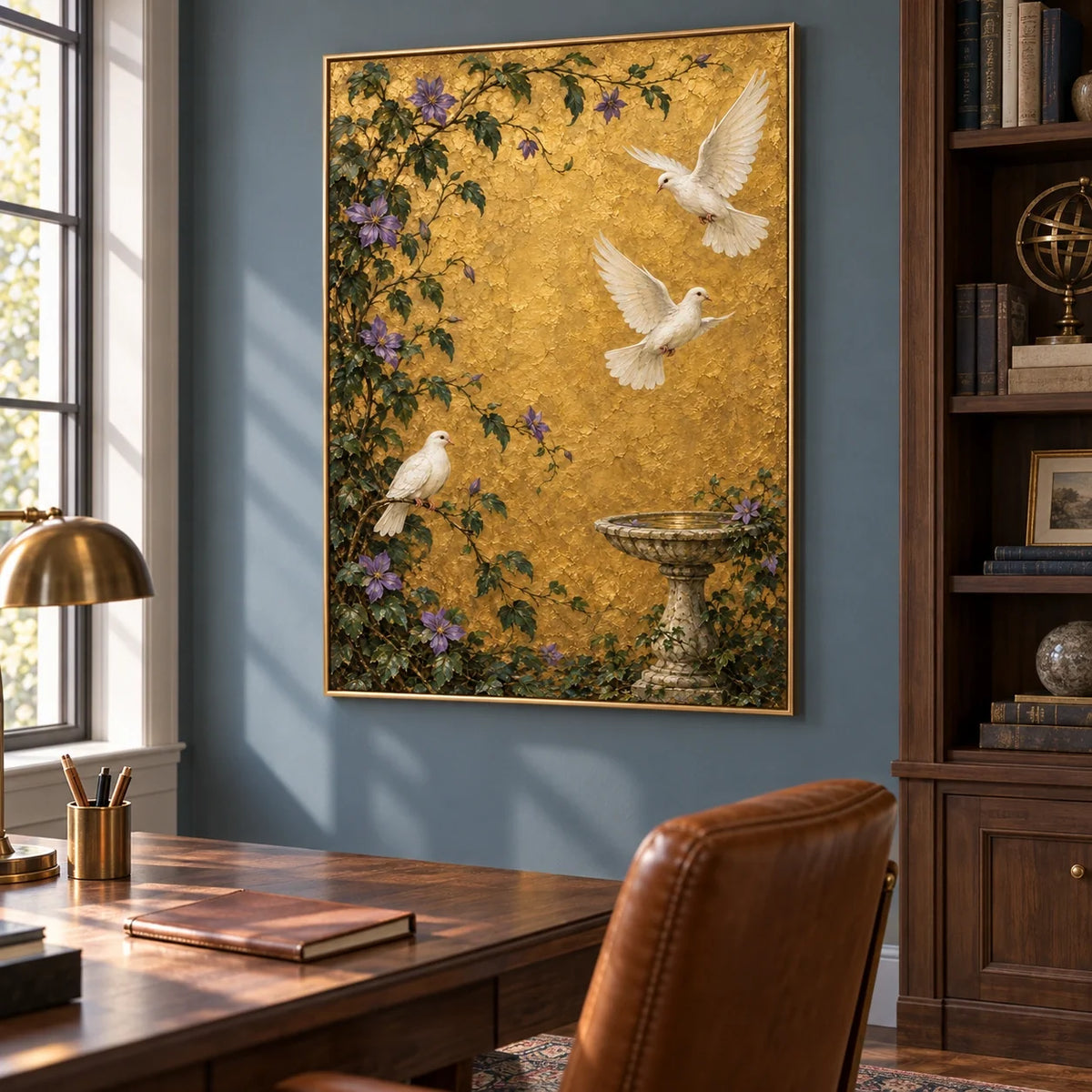 Arbor of Gold | Hand-Painted Bird Oil Painting